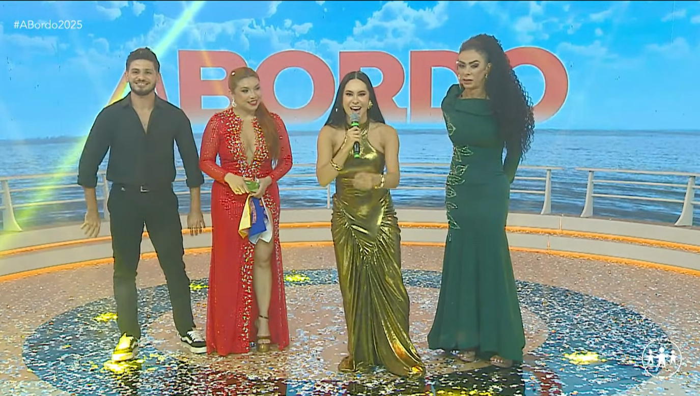 Isabelle Nogueira deixa sua homenagem aos tripulantes e aos futuros tripulantes, celebrando tamb&eacute;m o sucesso nas redes sociais. Reprodu&ccedil;&atilde;o A Bordo 2025 &ndash; TV A Cr&iacute;tica.