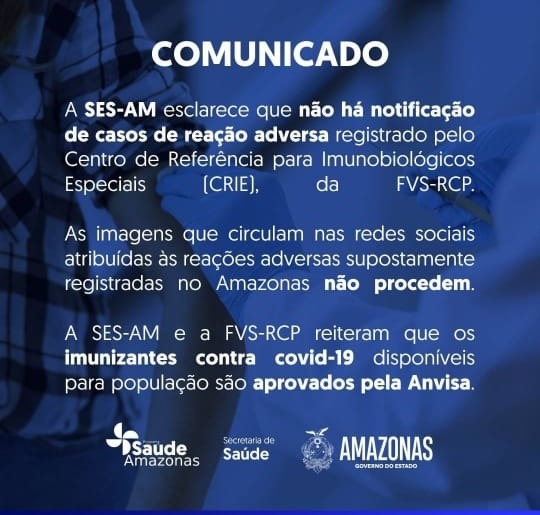 Foto: Divulga&ccedil;&atilde;o / SES - AM