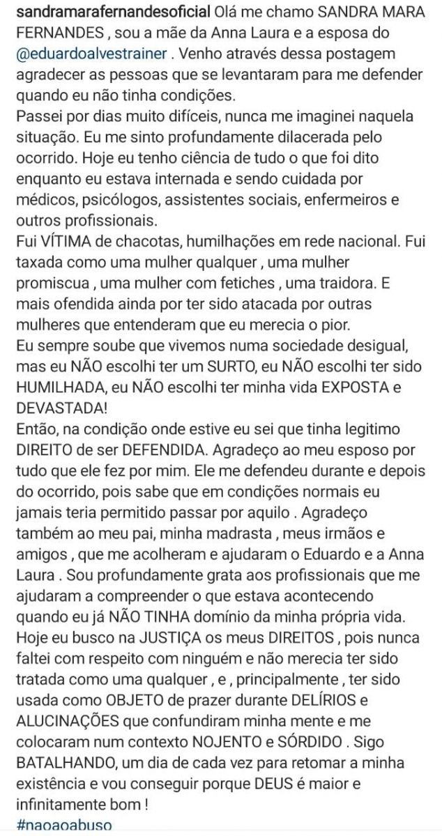 Foto: Reprodu&ccedil;&atilde;o / Instagram / Sandra Mara