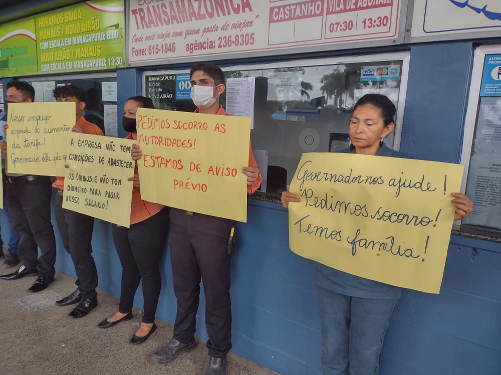 Trabalhadores de transportes intermunicipais em protesto - Foto: Jander Robson/ Portal do Holanda