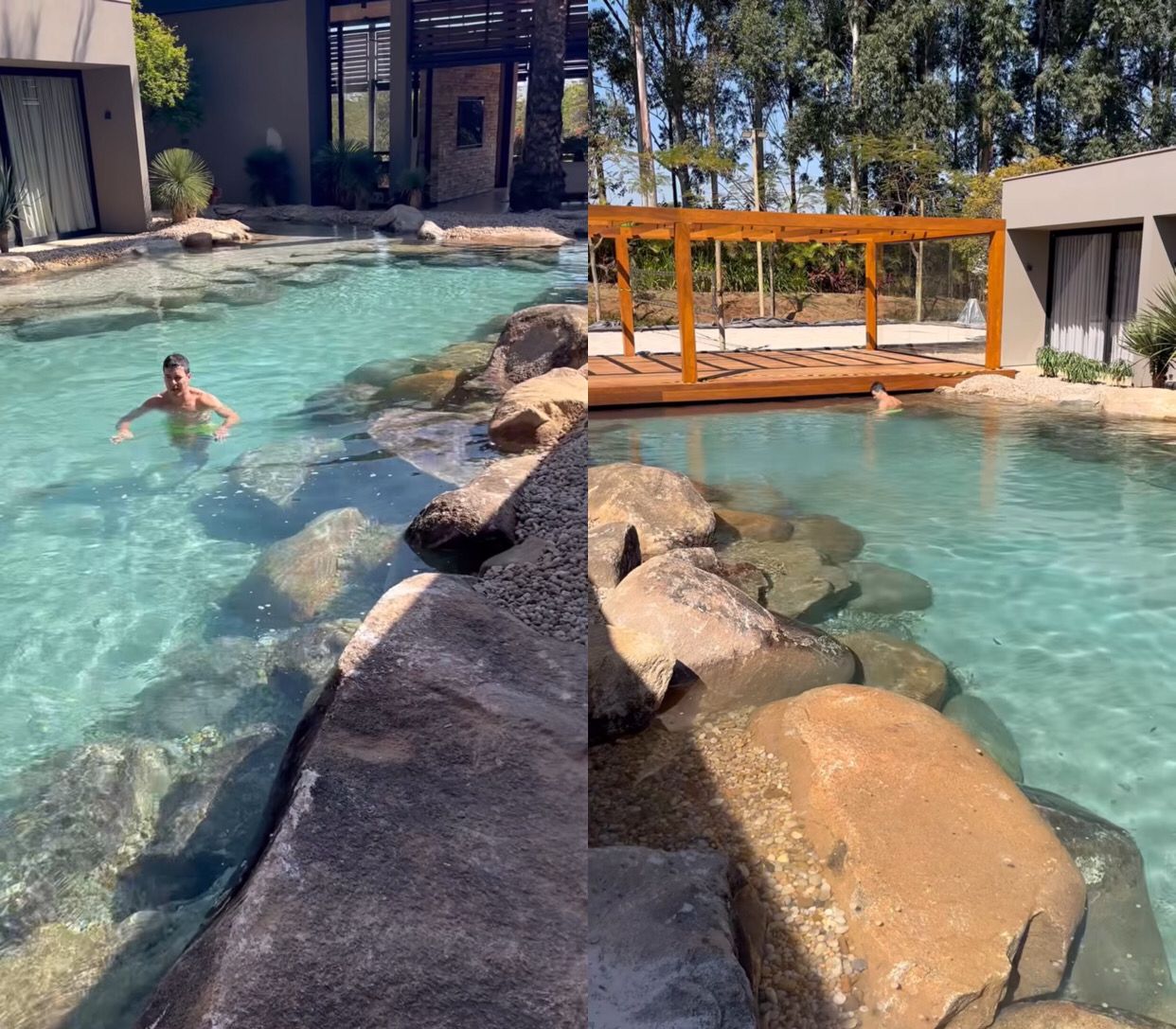 Rodrigo Faro curtindo seu lago artificial - Imagens: Reprodu&ccedil;&atilde;o/Instagram