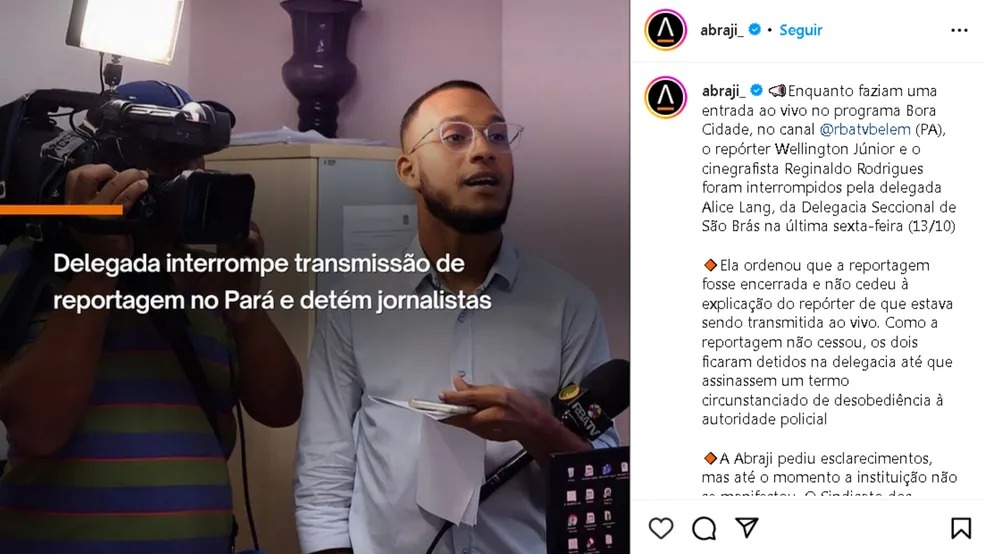 Foto: Reprodu&ccedil;&atilde;o Instagram @abraji_