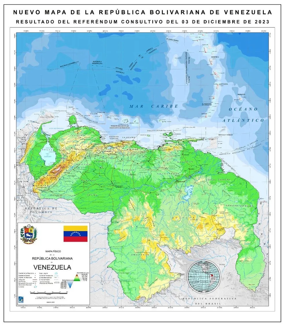 Nicol&aacute;s Maduro divulgou vers&atilde;o do novo mapa da Venezuela em uma rede social &mdash; Foto: Reprodu&ccedil;&atilde;o