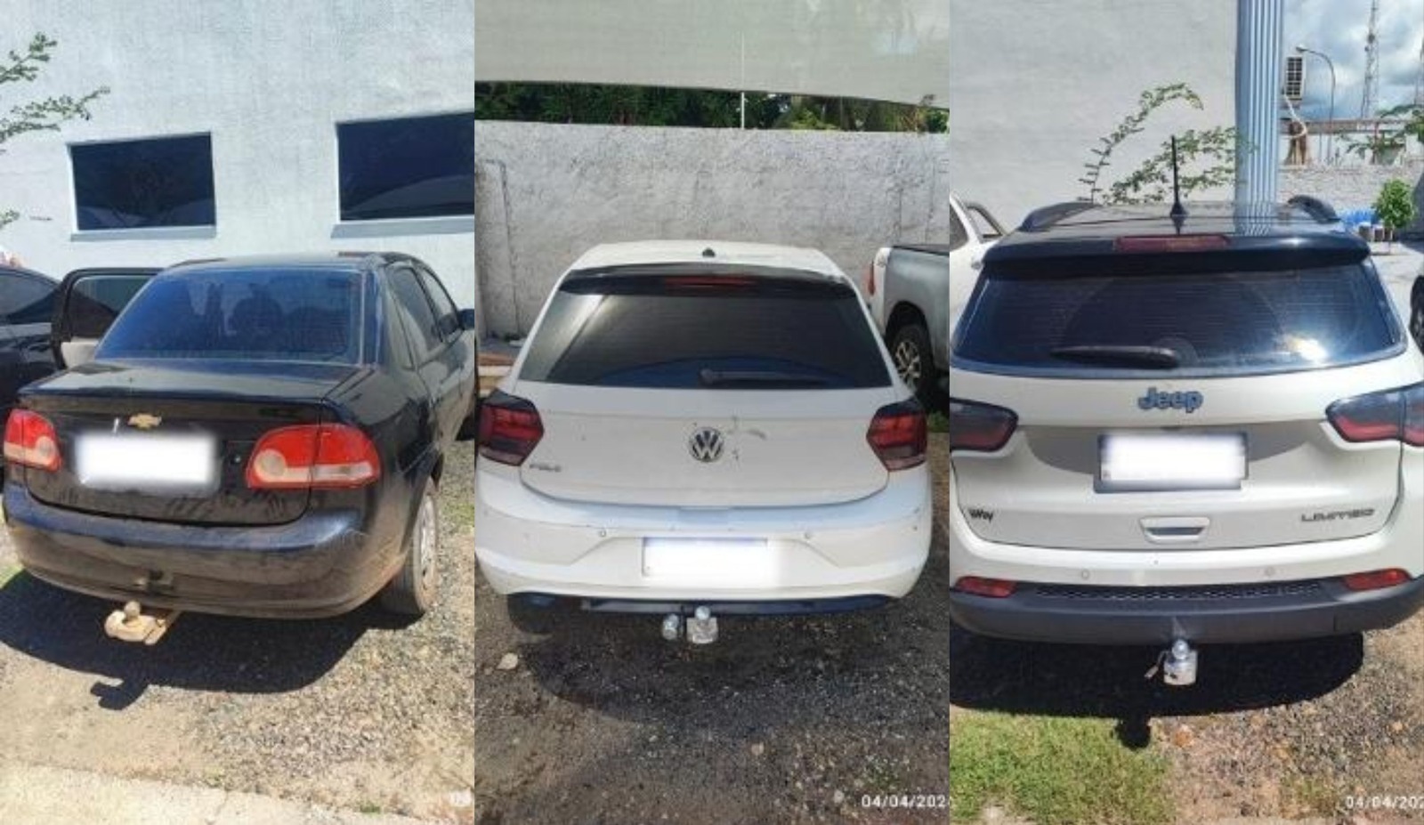 Carros usados para fuga de Rog&eacute;rio e Deibson. - Foto: Divulga&ccedil;&atilde;o PRF