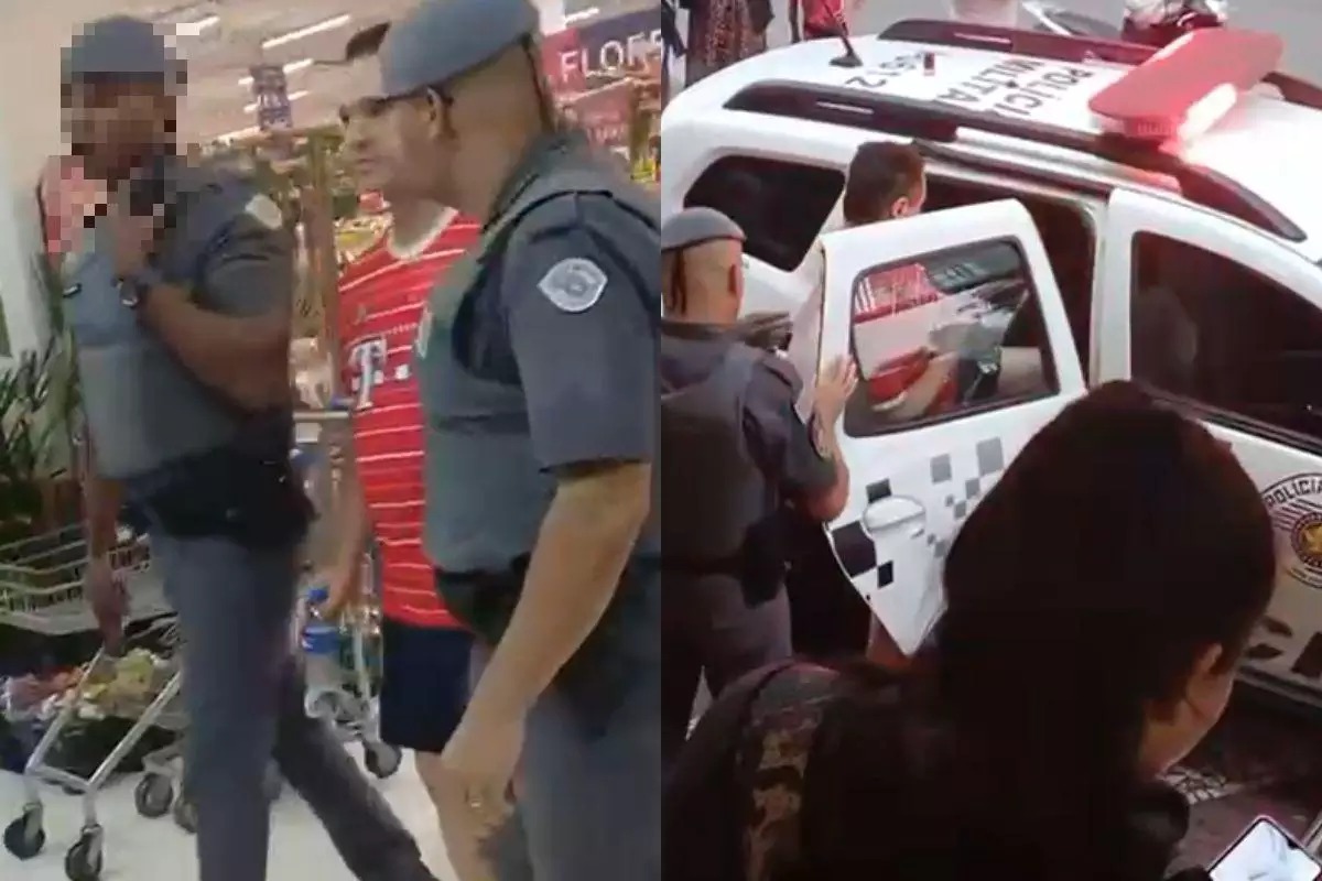 Suspeito Tiago Gomes de Souza sendo preso. - Foto: Reprodu&ccedil;&atilde;o