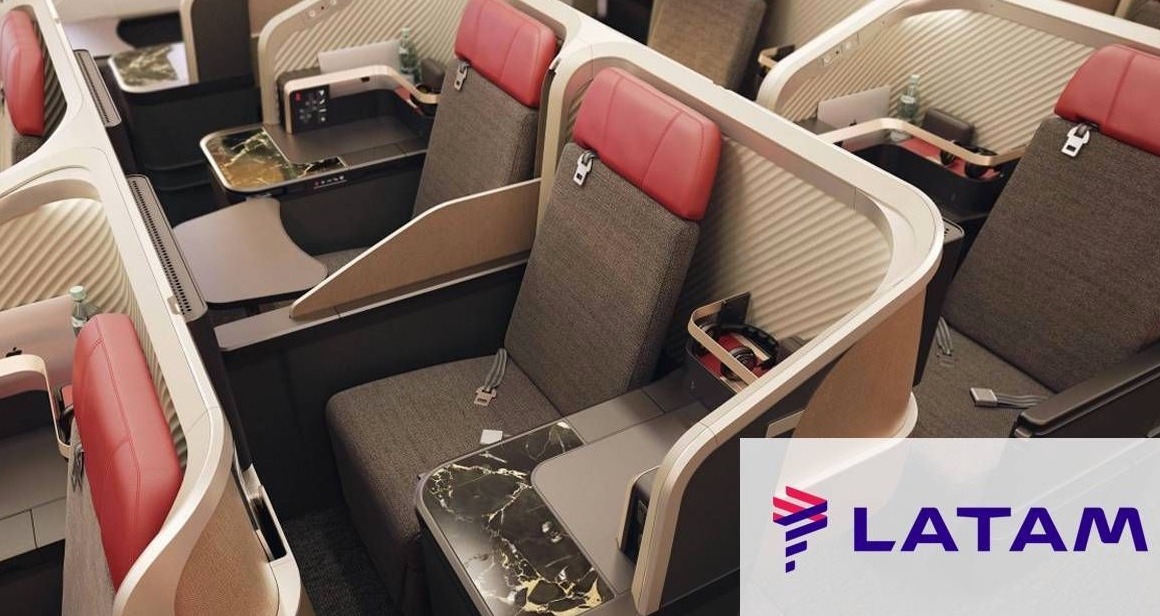 Exemplo de poltrona da classe executiva da Latam. Divulgação.