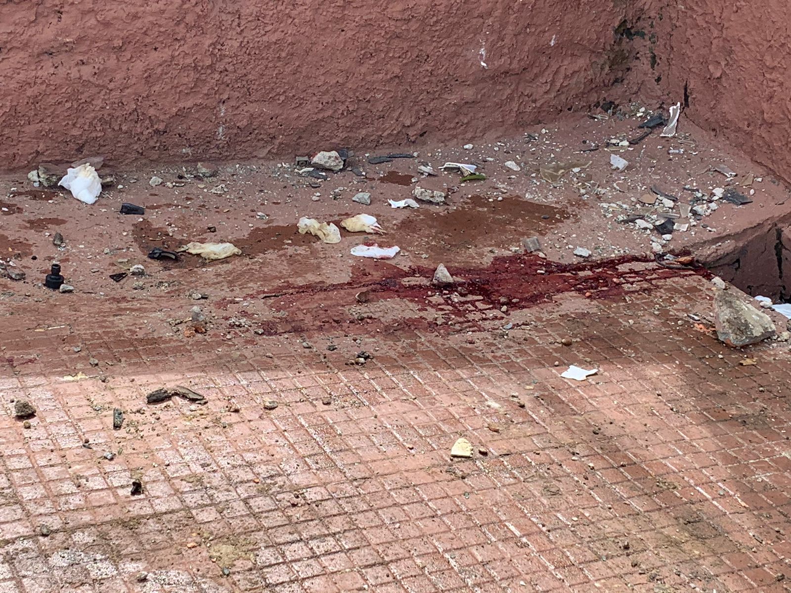 Sangue das v&iacute;timas no local - Foto: Caio Guarlotte/Portal do Holanda