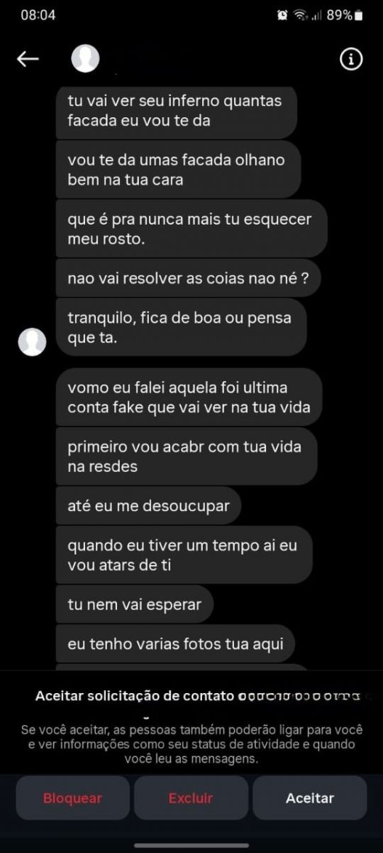 Amea&ccedil;as que ele fazia por mensagem - Foto: Divulga&ccedil;&atilde;o