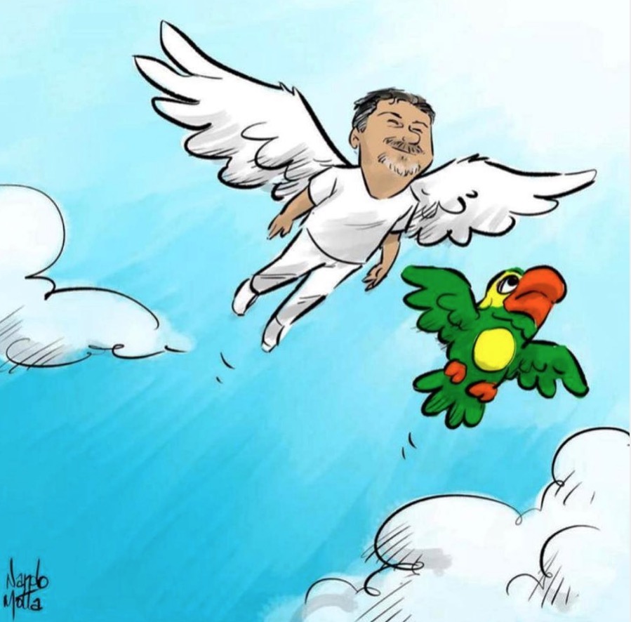 Charge em homenagem a Tom Veiga - Foto: Nando Mota/DesenhosdoNando