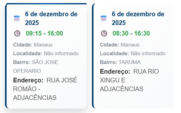 Locais afetados: Foto: Divulga&ccedil;&atilde;o