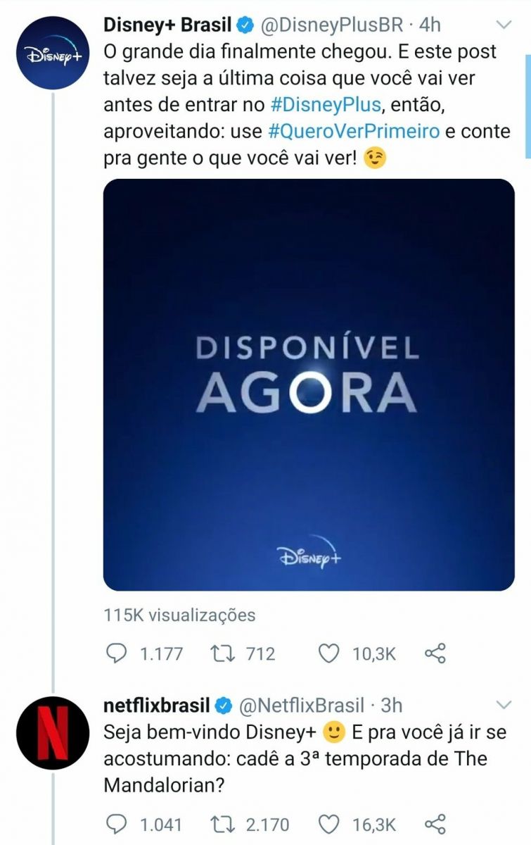 Netflix e Disney trocam mensagens inusitadas