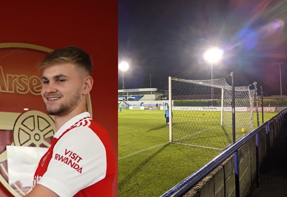 Jogador foi criado no Arsenal e colidiu com mureta de concreto pr&oacute;xima &agrave; linha de fundo. Foto: Reprodu&ccedil;&atilde;o/X