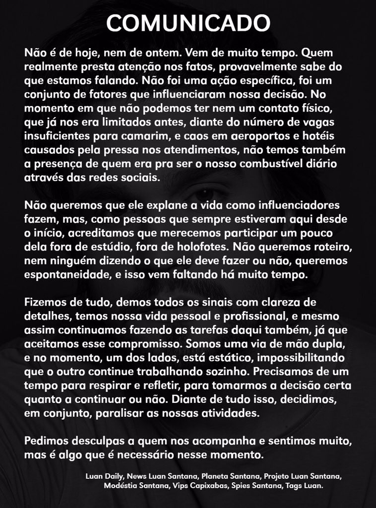 F&atilde;-clubes emitiram comunicado no Twitter/ Foto: Reprodu&ccedil;&atilde;o/ Twitter