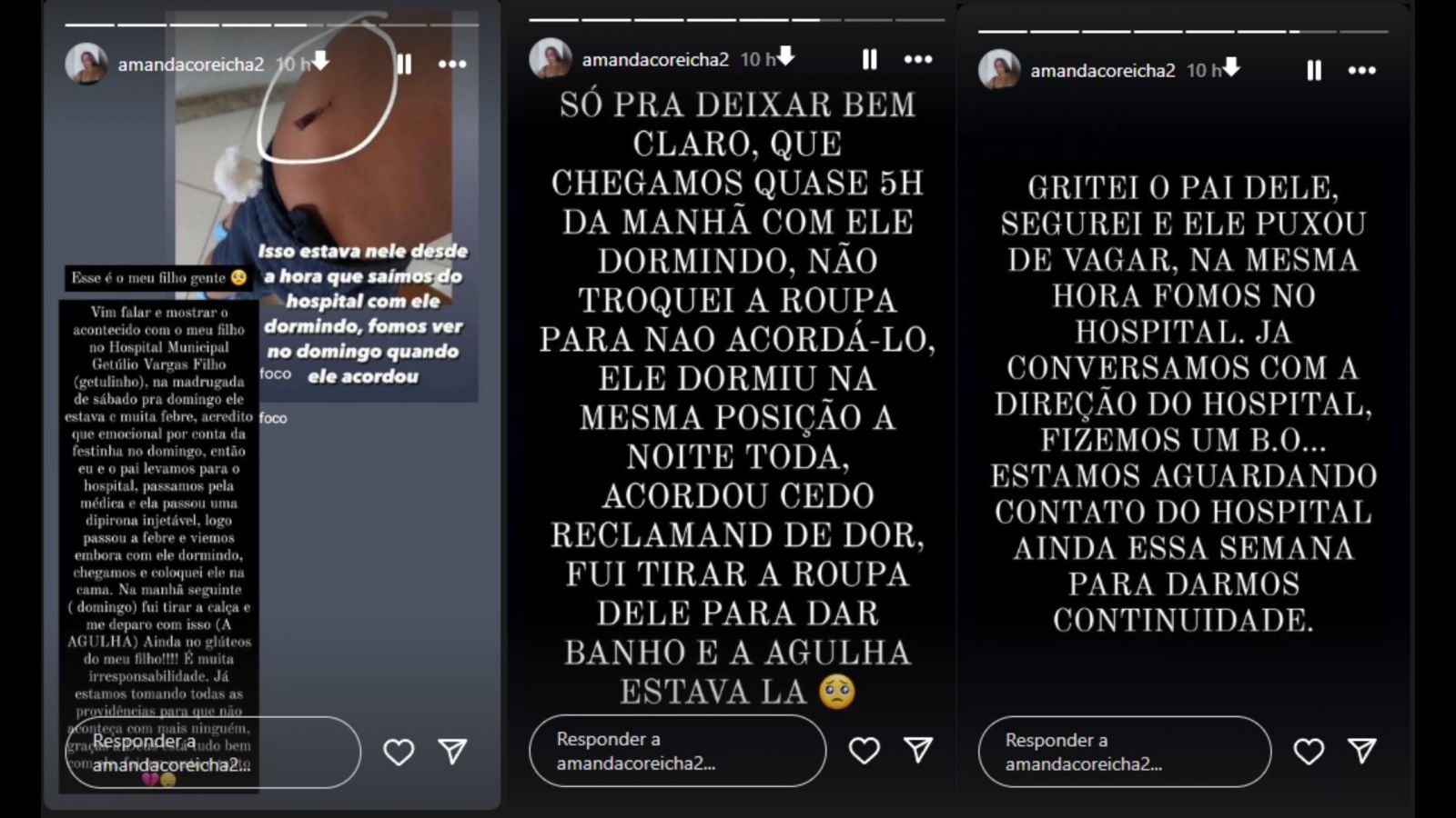 Relato da m&atilde;e nas redes sociais. - Foto: Reprodu&ccedil;&atilde;o Instagram