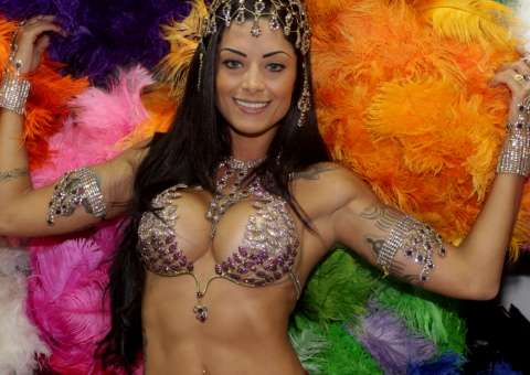  Sarada, Aline Riscado se exibe em fantasia carnavalesca