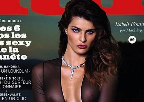  Namorada de Di Ferrero, Isabelli Fontana mostra seios em revista