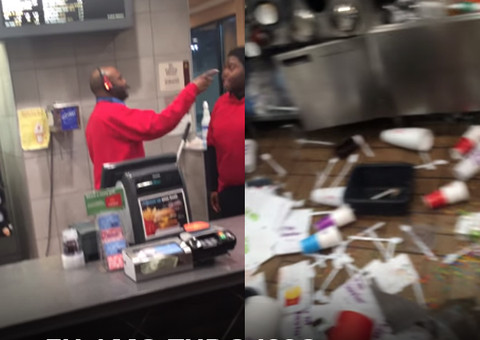 Funcionário se descontrola e quebra tudo ao ser demitido do McDonald's; veja vídeo