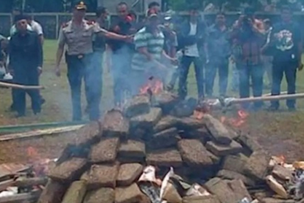  Polícia da Indonésia queima 3 toneladas de maconha e deixa moradores sob efeito da droga