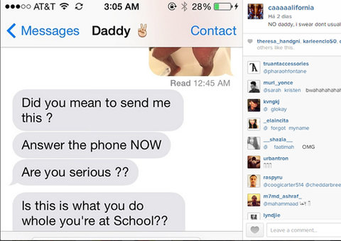 Estudante manda foto nua para o pai por engano