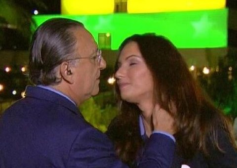  Falha na Globo mostra beijo de Galvão em Patrícia Poeta nos bastidores