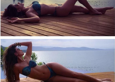 De biquíni, Paula Fernandes exibe curvas esculturais 