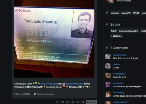 Xiii... famosos postam foto de urna eleitoral e causam polêmica na web: 'crime'