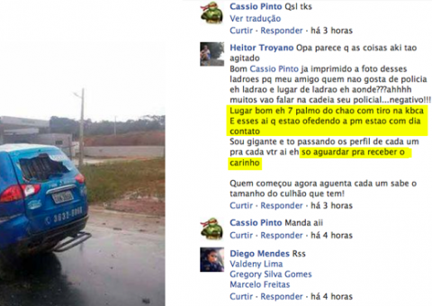 Supostos policiais ameaçam "dar carinho" e "meter no c..." de pessoas que criticam a PM no Facebook