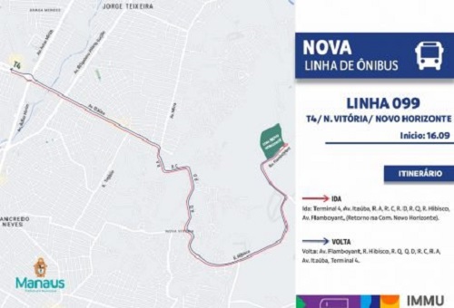 Nova linha de ônibus passa a circular a partir de hoje em Manaus