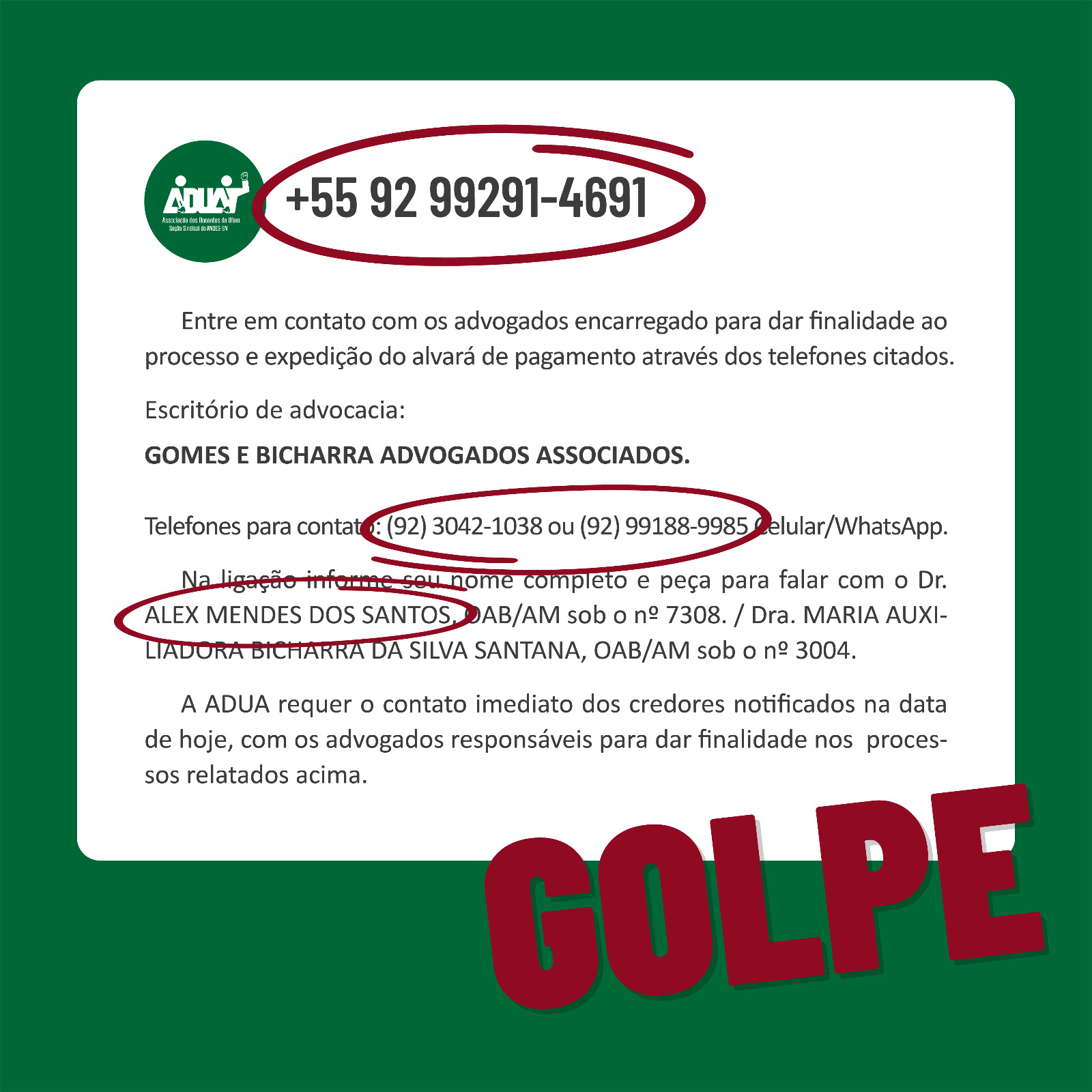 Ufam alerta sobre tentativa de golpe aos professores