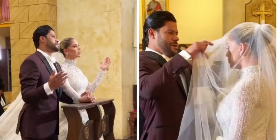 Hulk Paraíba e Camila Ângelo se casam em cerimônia religiosa