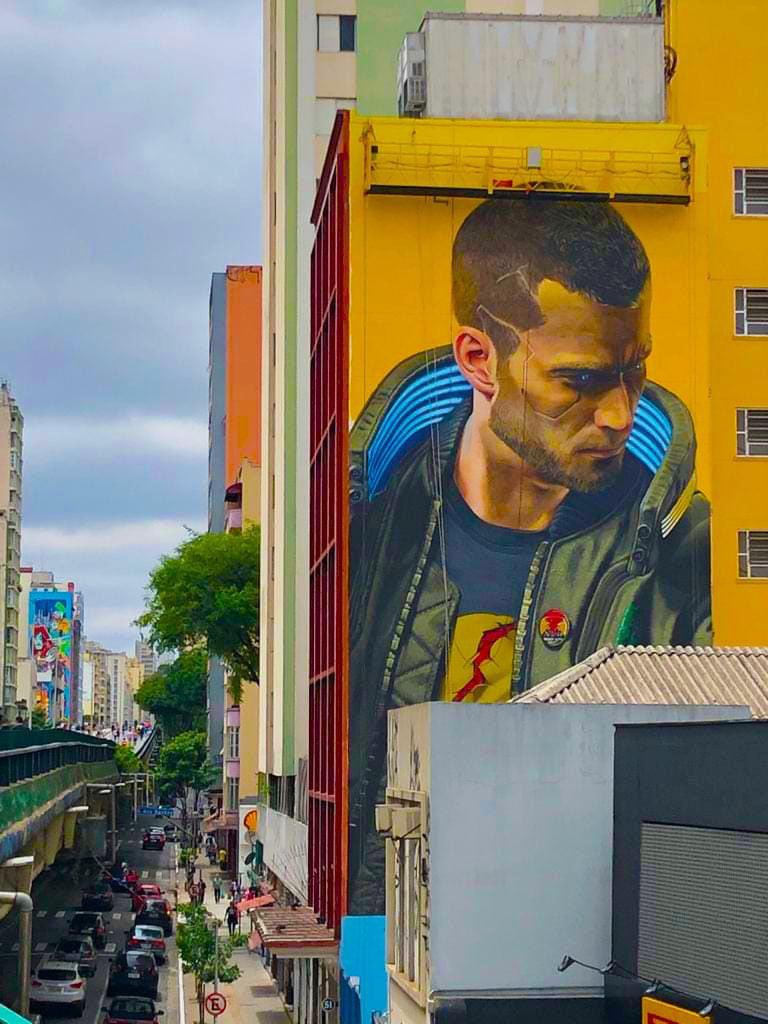 Cyberpunk 2077 ganha mural gigante no Brasil; vem ver