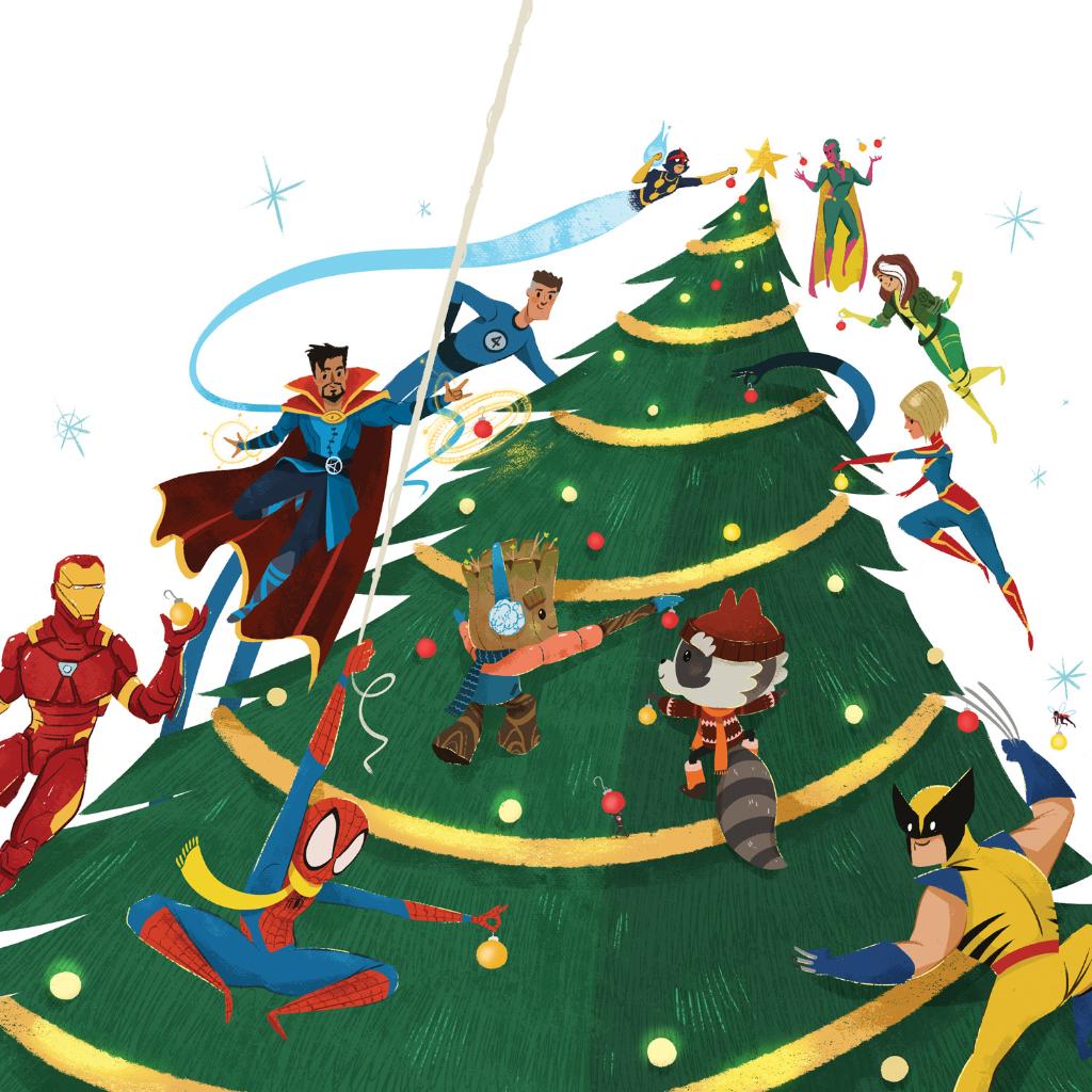 Marvel reúne super-heróis para montar árvore de Natal; vem ver