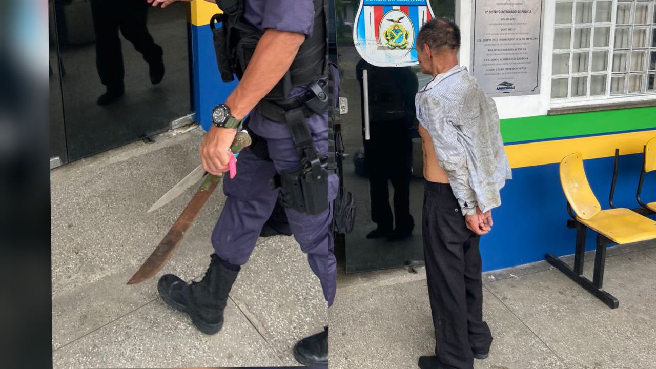 Idoso surta e ataca sargento com terçado em Manaus