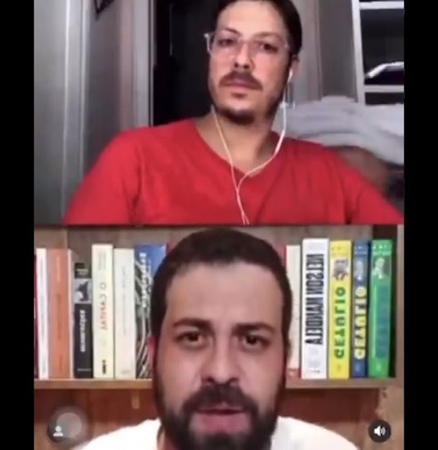 Mulher de Fábio Porchat surge pelada durante live do humorista com Guilherme Boulos