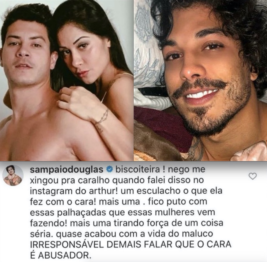 Douglas Sampaio se revolta com Mayra Cardi ao sair em defesa de Arthur Aguiar