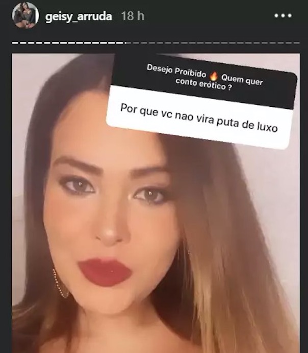 Geisy Arruda se irrita com pergunta ousada de seguidor: ’não quero’