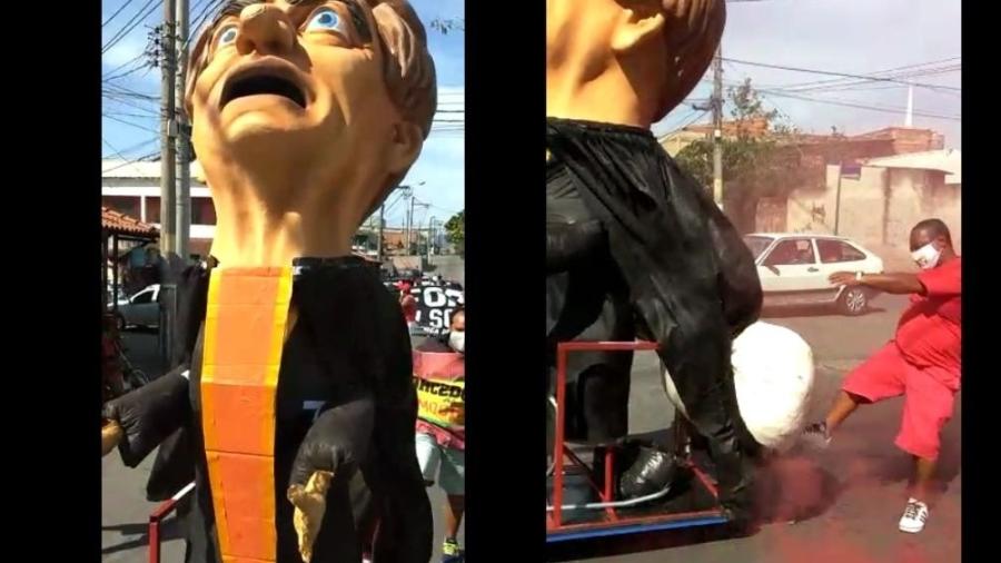 Manifestantes criam boneco 'chutável' de Bolsonaro; Entenda