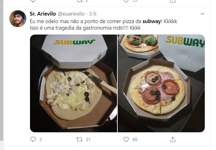 Subway vira piada na web após entregar 'pizza feia'; confira