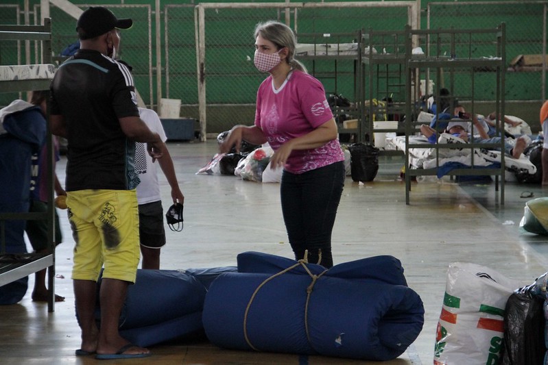 Índios Warao são realocados pela prefeitura pata novo abrigo no Tarumã