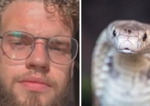 Estudante picado por naja apresenta atestado e adia depoimento à polícia