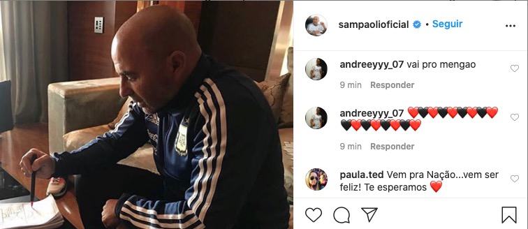 Torcedores do Flamengo fazem campanha para Sampaoli acertar com o Rubro-Negro 