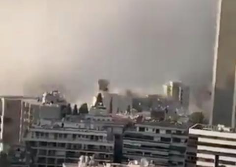 Vídeo impressionante mostra prédios sendo ‘engolidos’ durante explosão em Beirute 