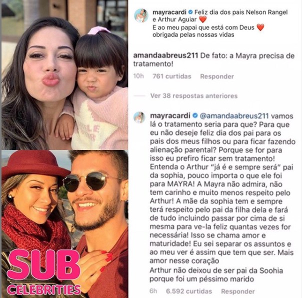 Mayra Cardi esculacha seguidora após crítica por citar Arthur Aguiar em post do Dia dos Pais