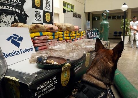 Polícia apreende 62 kg de drogas em bimotor no aeroclube de Manaus 