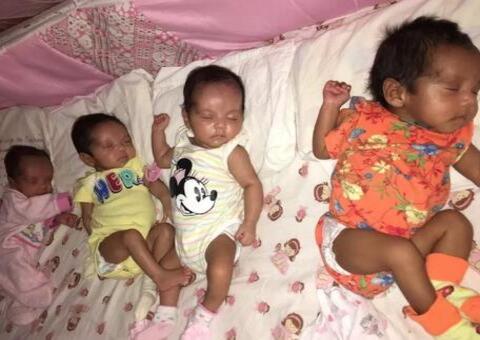 Bebê que nasceu 'de surpresa' em parto de quadrigêmeas pega alta em Manaus