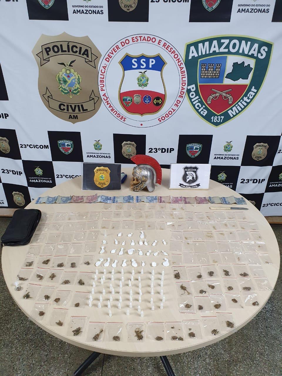 Trio é preso com kits de drogas na zona Centro-Sul de Manaus 