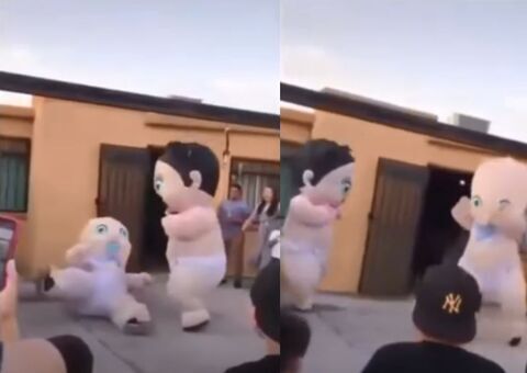 Luta de bebês gigantes em chá de revelação viraliza na web