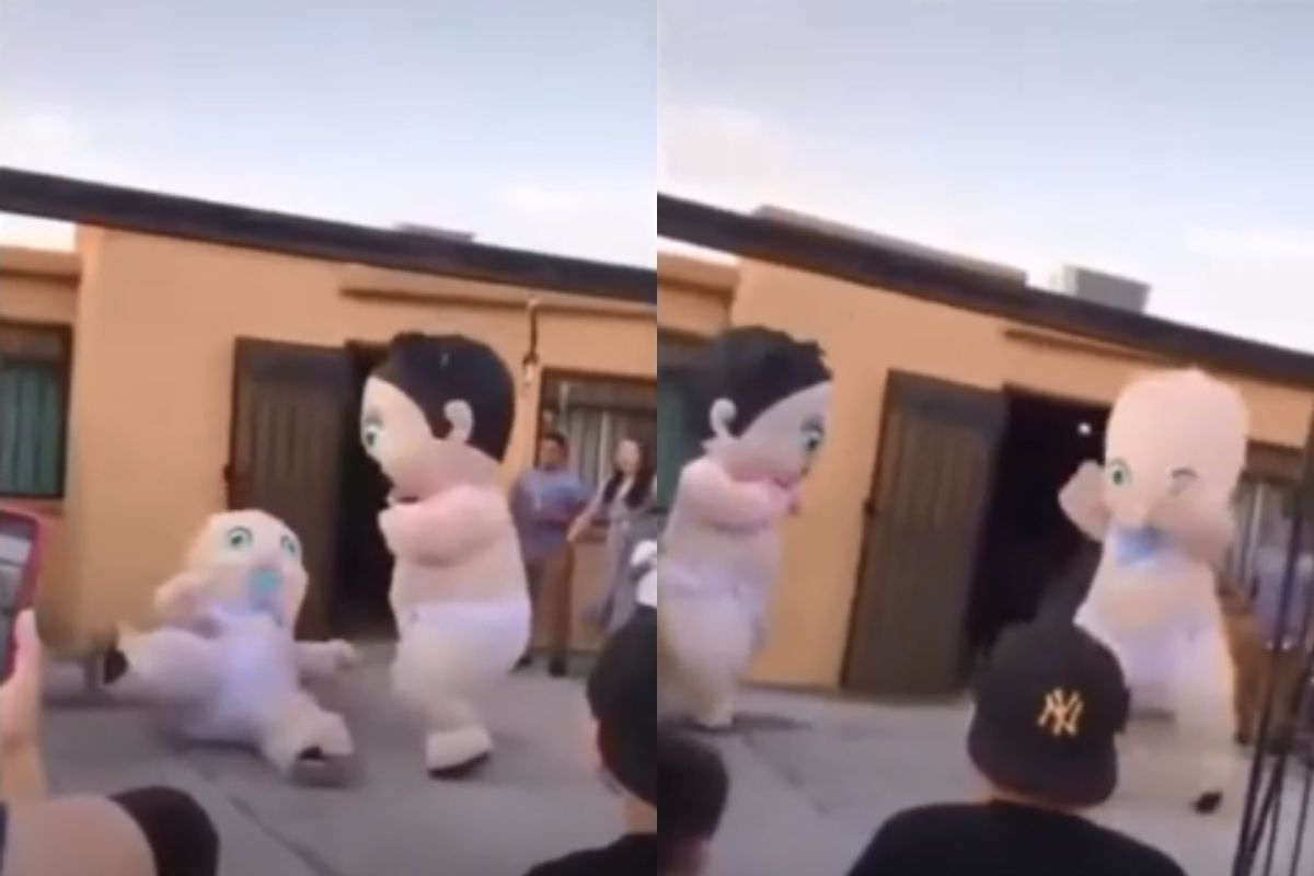 Luta de bebês gigantes em chá de revelação viraliza na web