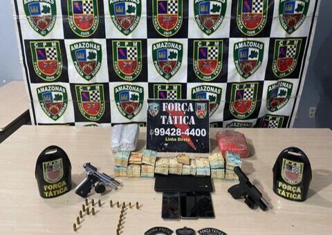 Homem é preso com armas, drogas e mais de R$ 130 mil em Manaus