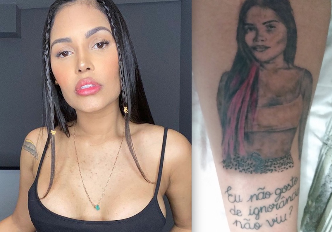 Fã tatua rosto de ex-bbb Flayslane; veja como ficou